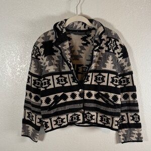 New Identity Black & White Southwest Aztec Print Blanket Blazer Size Small